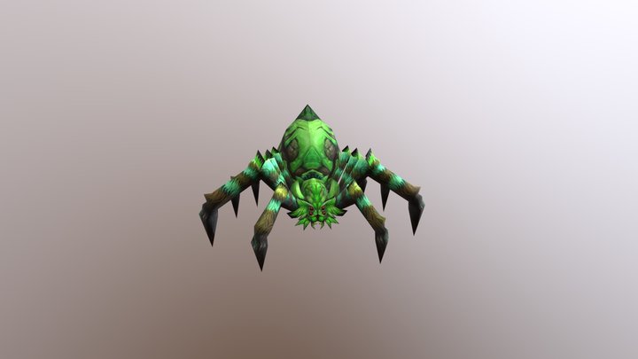 Green Spider Monster 3D Model