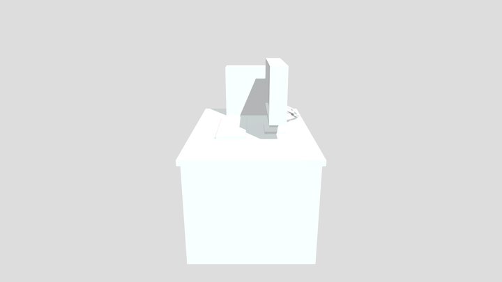 Low Poly Office Desk 3D Model