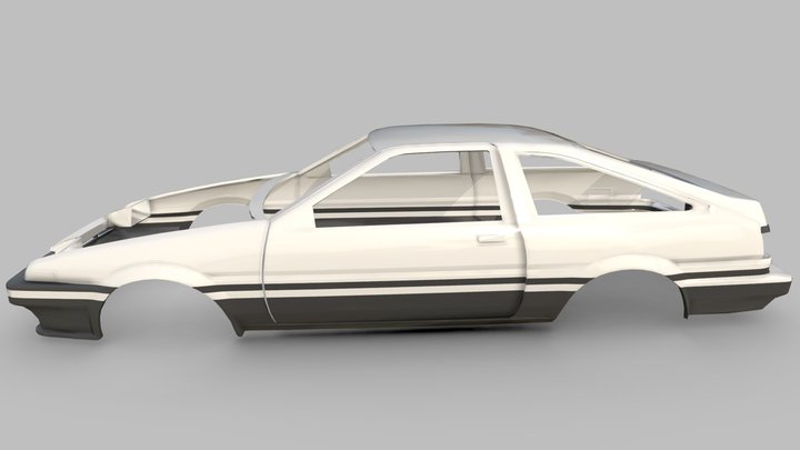Ae86 Body panda stripes – Gratis 3D-model STL