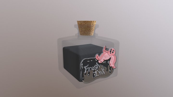 Ink Bottle with Label 3D Model