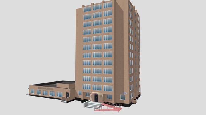 Public library and apartment building 3D Model