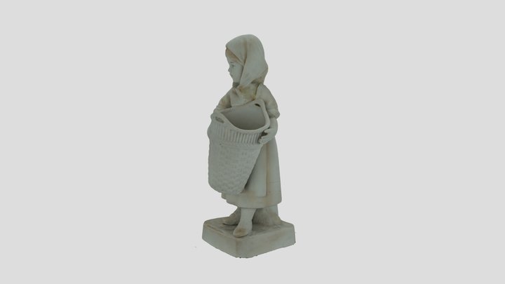 Girl with basket porcelain figurine 3D Model