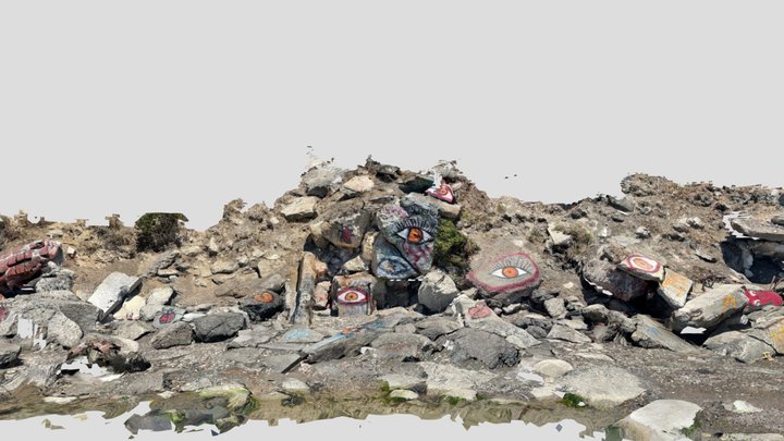 Graffiti on concrete debris @ Albany Bulb 3D Model