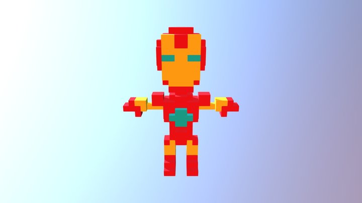 Iron Man - Pixel Art 3D Model