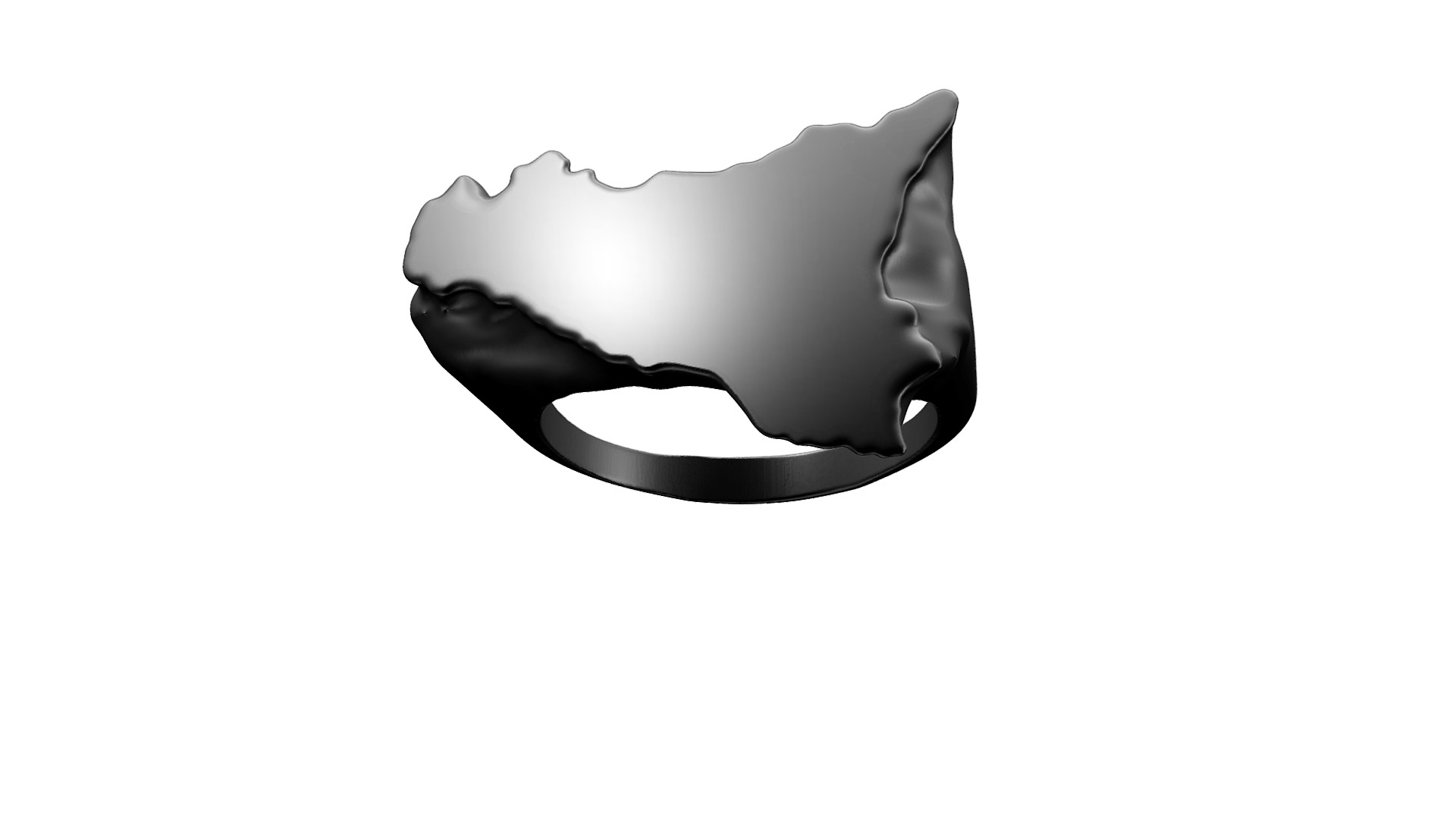 3D model Sicily Map Ring - This is a 3D model of the Sicily Map Ring. The 3D model is about a black hat with a white background.