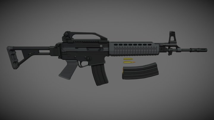 low-poly Pindad SS2 V2 – Modello 3D gratuito STL