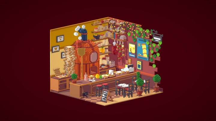 voxel pizza 3D Model