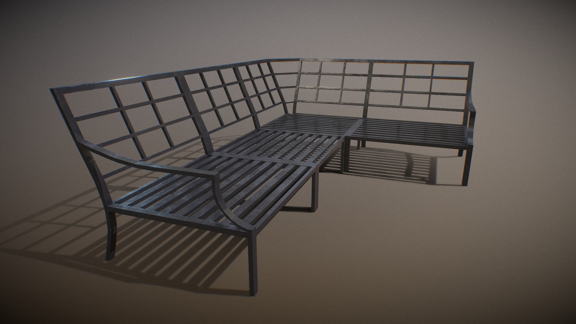 3D model BenchSteelPainted - This is a 3D model of the BenchSteelPainted. The 3D model is about a metal structure with a metal frame.