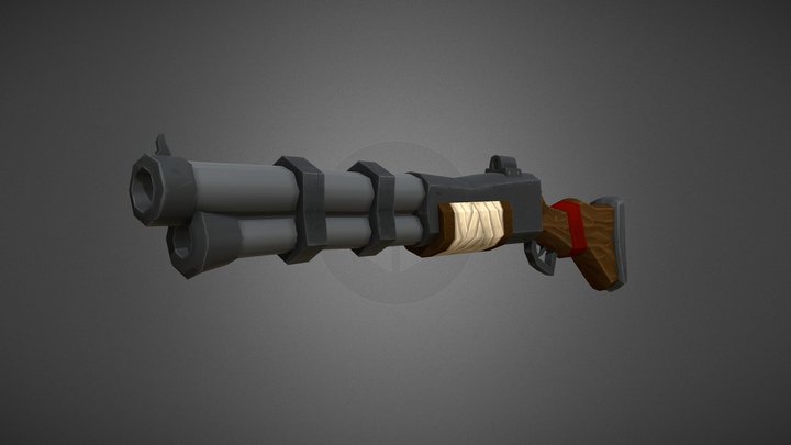 Stylized Handpainted Rifle 3D Model