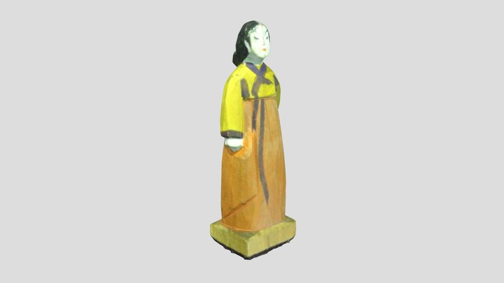 A woman wearing a traditional Korean dress 3D Model