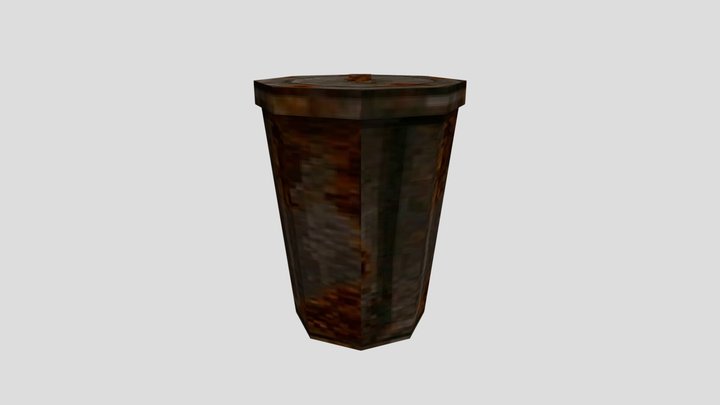 Retro Rusty Trash Can (PS1) 3D Model
