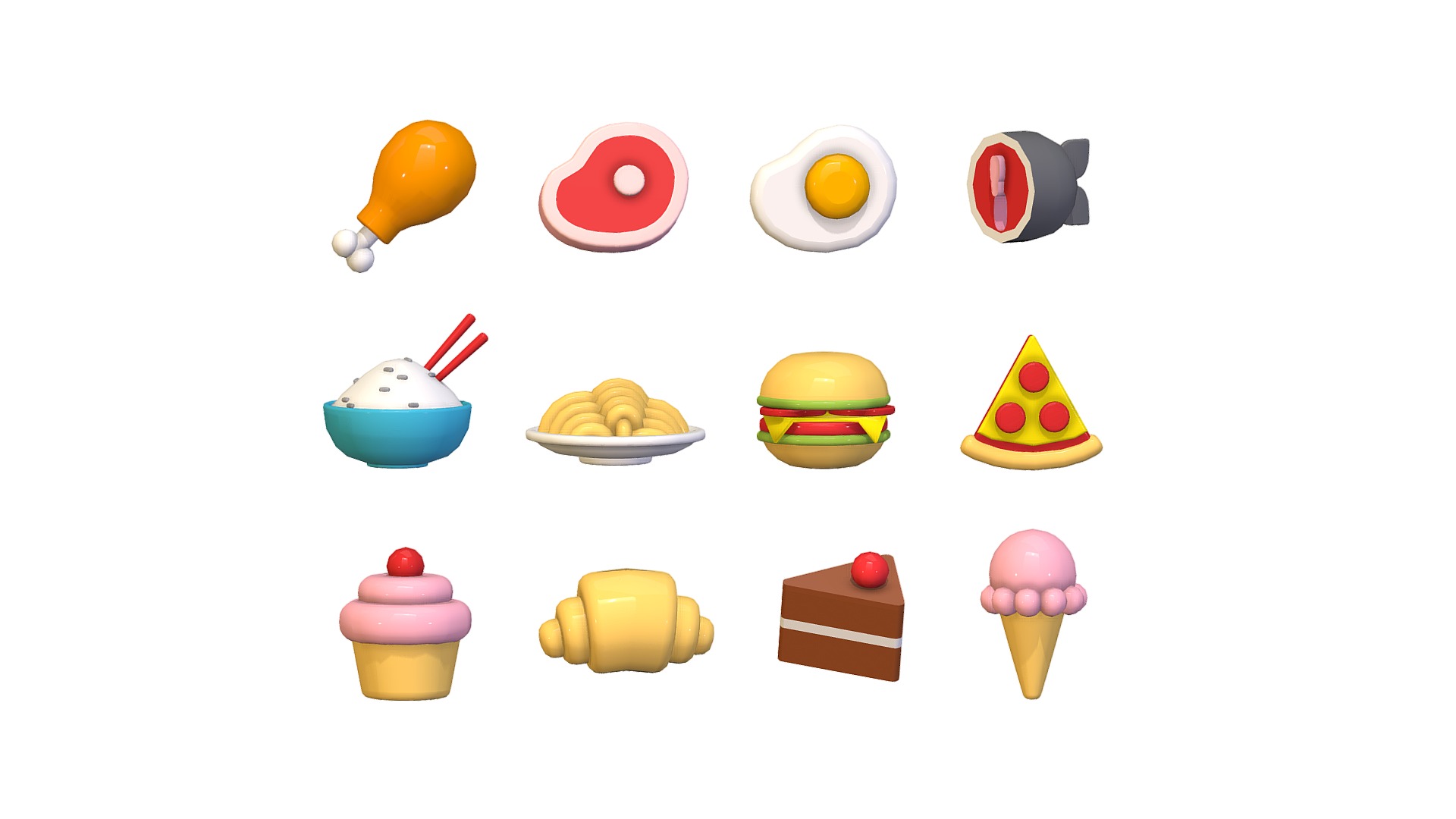 3D model Food Icon Set - This is a 3D model of the Food Icon Set. The 3D model is about icon.