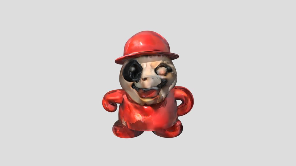 Distorted panda toy figure