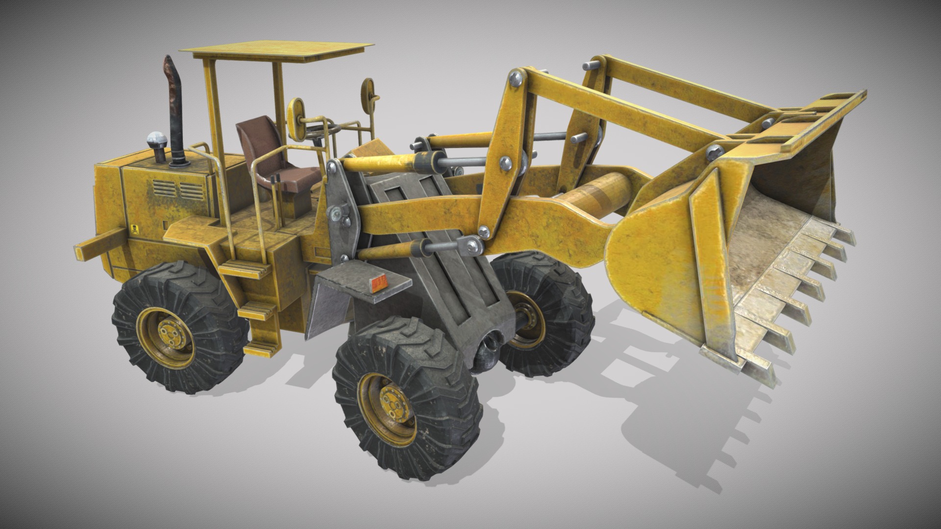3D model Excavator - This is a 3D model of the Excavator. The 3D model is about a yellow and black tractor.