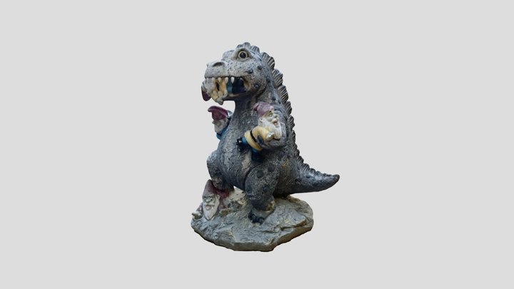 Godzilla Gnome, Weathered 3D Model