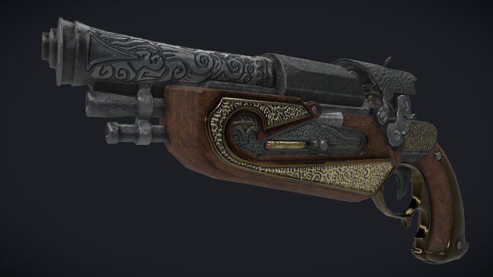 Steam punk style hand gun 3D Model