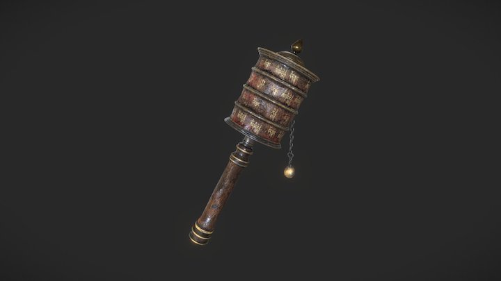 Tibetan prayer wheel (High Poly) V.1 3D Model