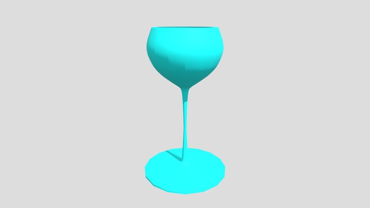 Cyan Wine Glass 3D Model
