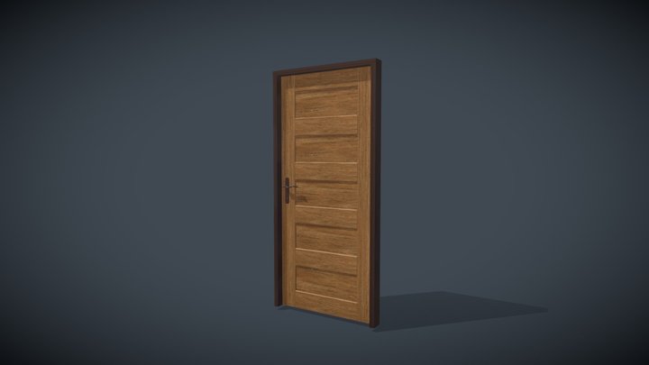 Door 5 Panel Wood 3D Model