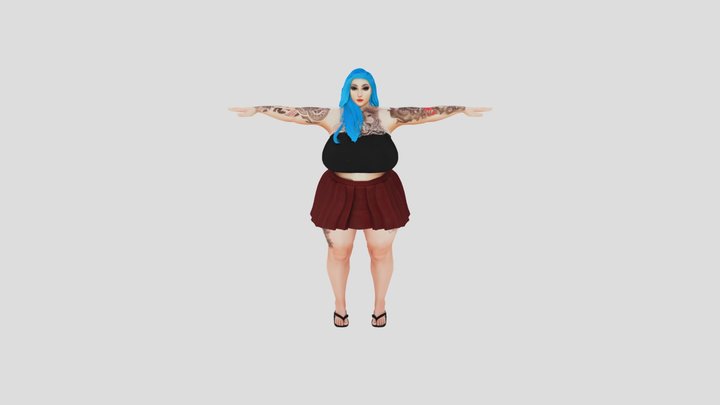 Blue-Haired Avatar 3D Model