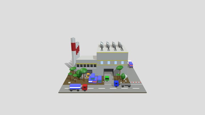 Factory Building Free low-poly 3D model
