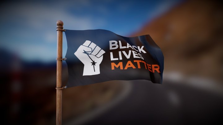 Black Lives Matter Flag - Wind animated loop 3D Model