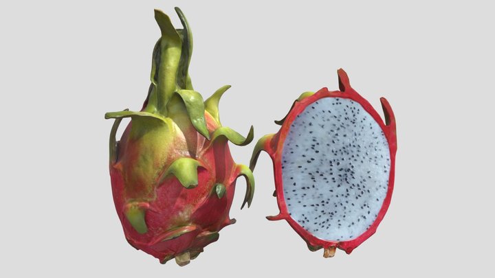 Dragon Fruit Low Poly PBR 3D Model