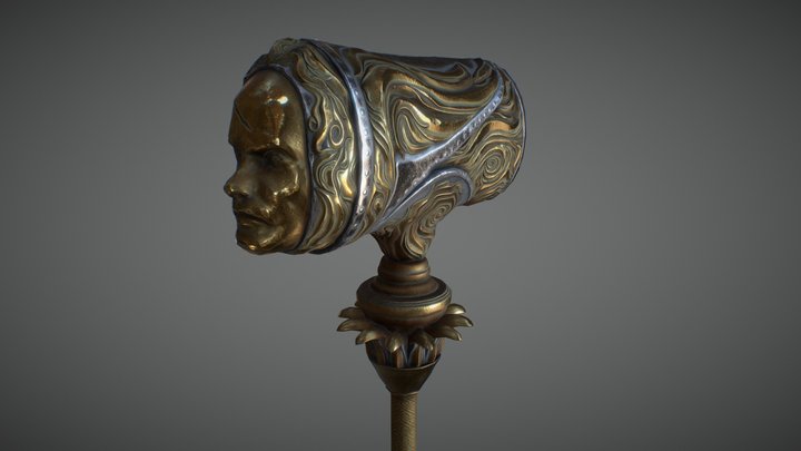 Two handed brass hammer 3D Model