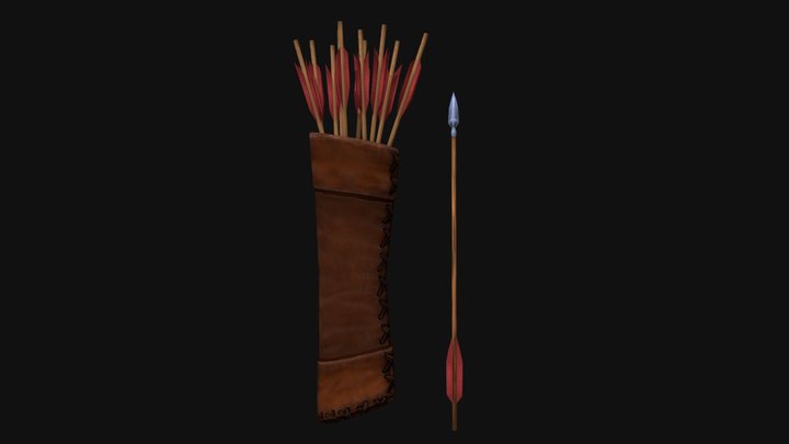 Stylized Viking Arrows And Quiver 3D Model