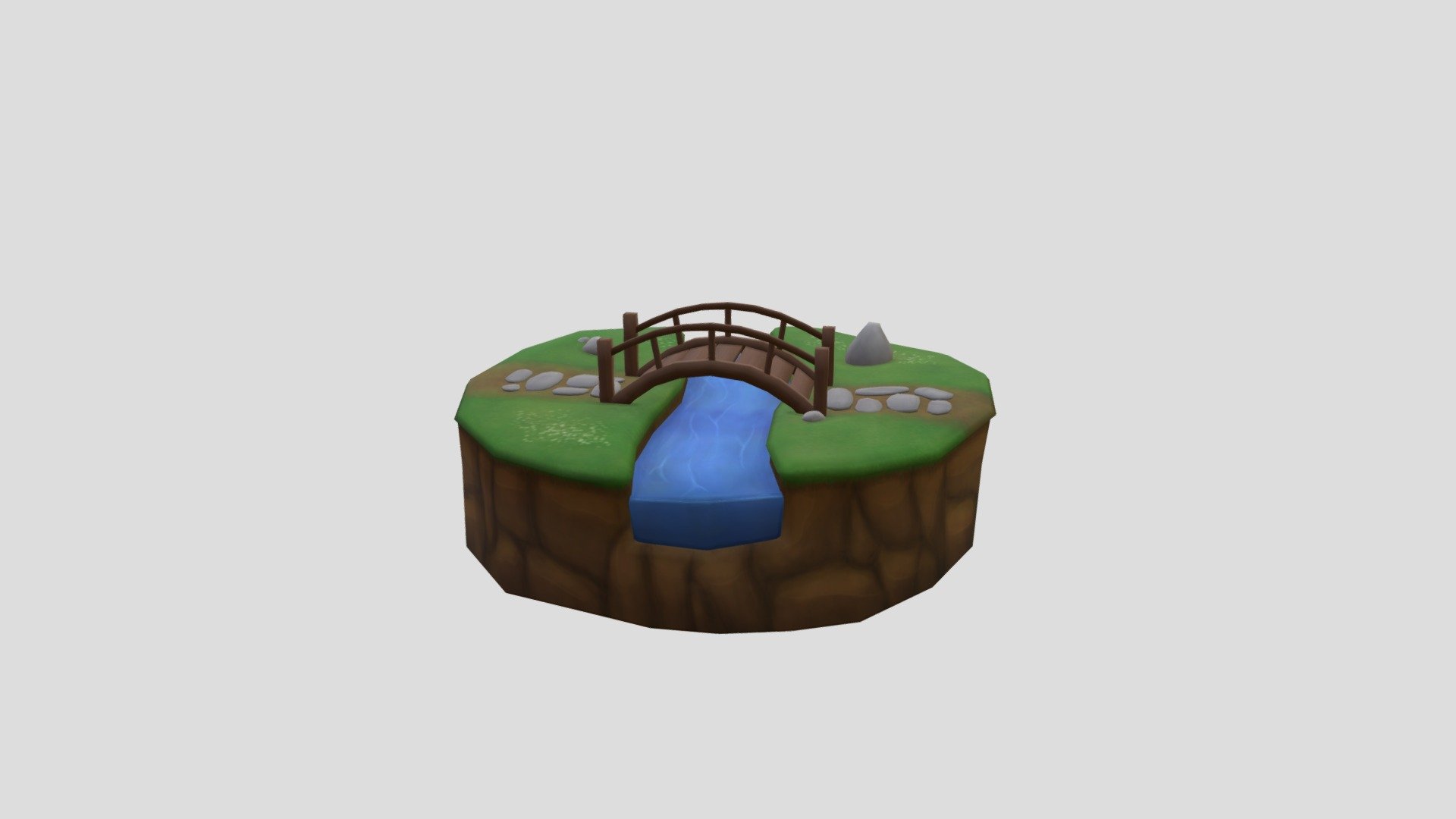 Bridge over river - hand-painted