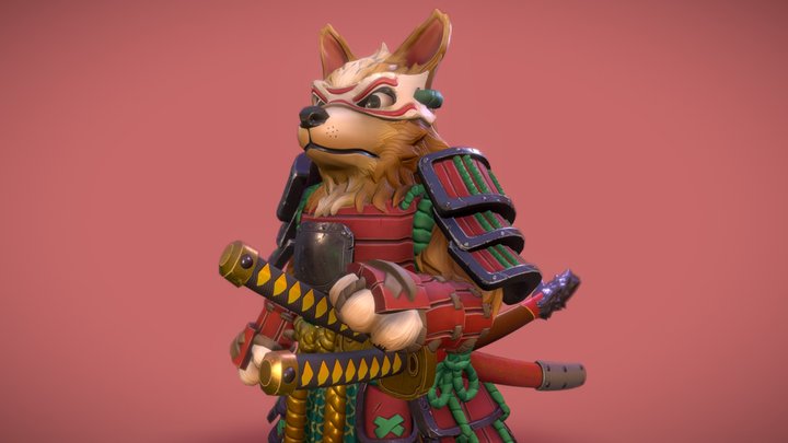 Samurai Corgi 3D Model