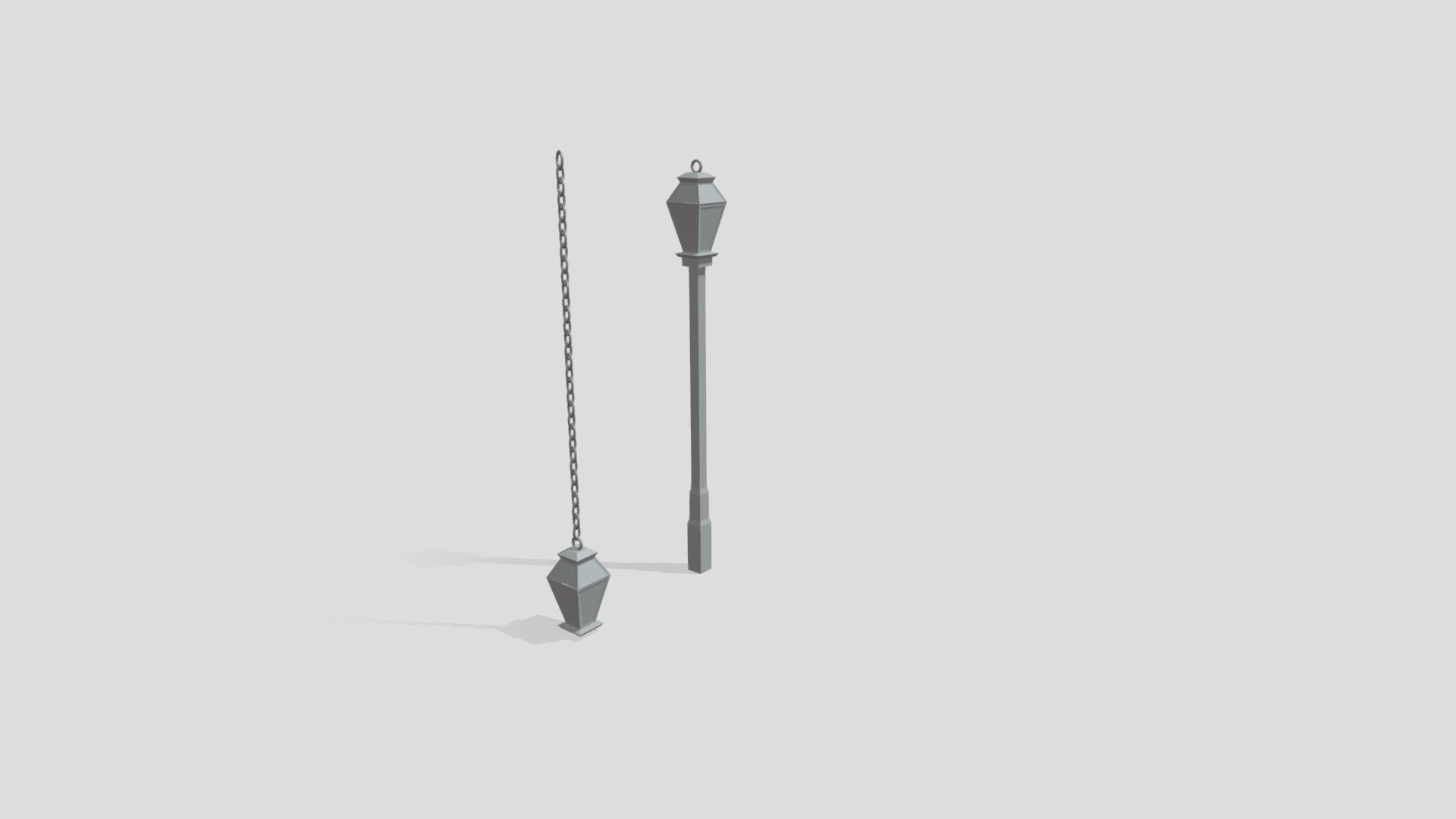 Lantern With Chain And Lamppost