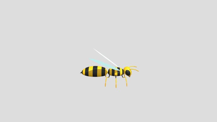 Low Poly Wasp With Animation 3D Model
