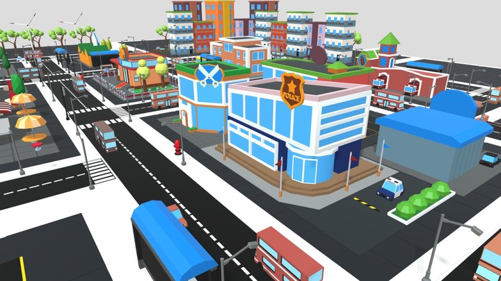 Cartoon City Pack (LowPoly) 3D Model