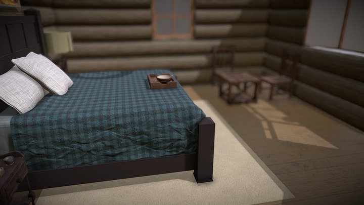 Rustic Bedroom Scene 3D Model