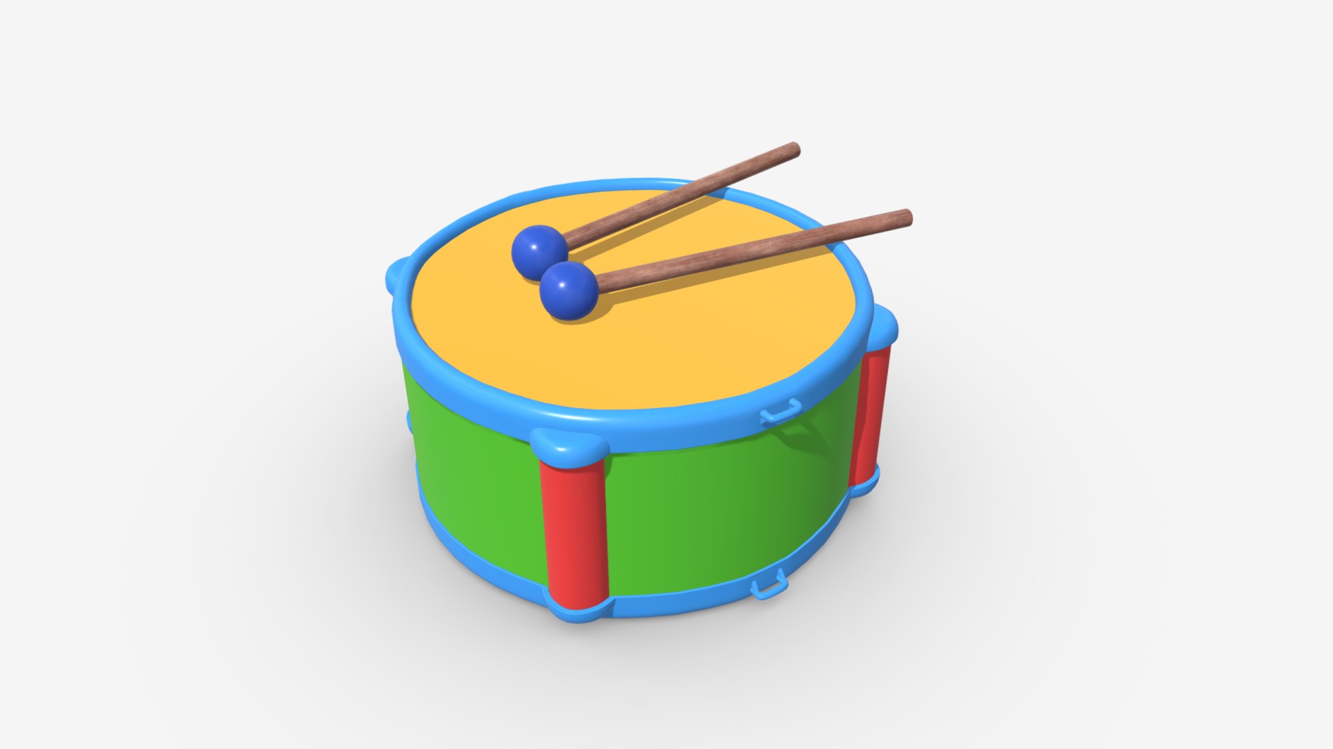 3D model toy drum with sticks - This is a 3D model of the toy drum with sticks. The 3D model is about icon.