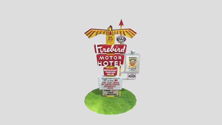 Firebird Hotel Sign 3D Model