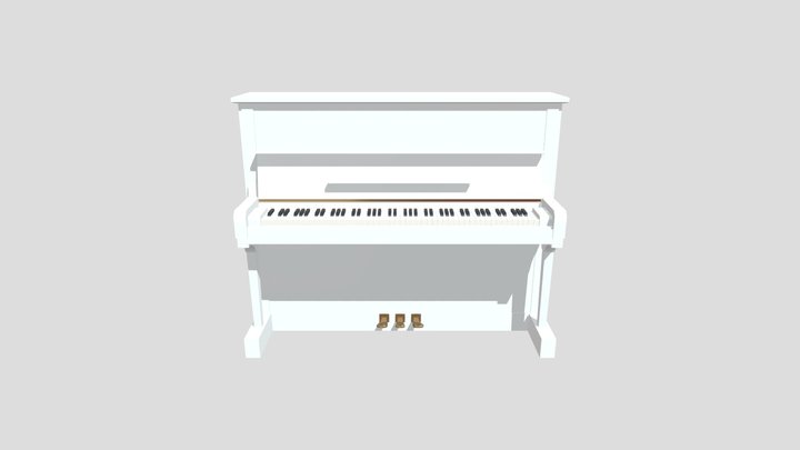 White Piano Low Poly 3D Model