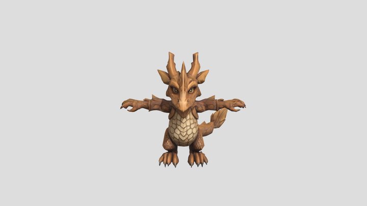 dragão de madeira 3D Model