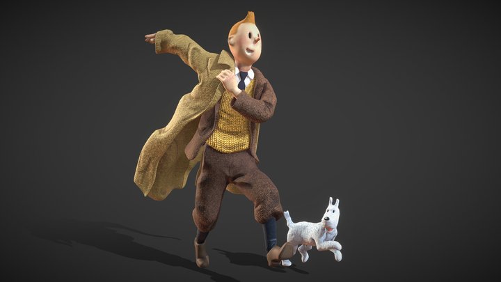 Tintin & Snowy 3D Model