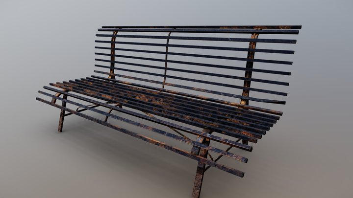 3D Metal Bench (rusty and scratched version) 3D Model