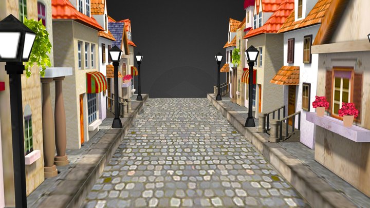 low poly town 3D Model