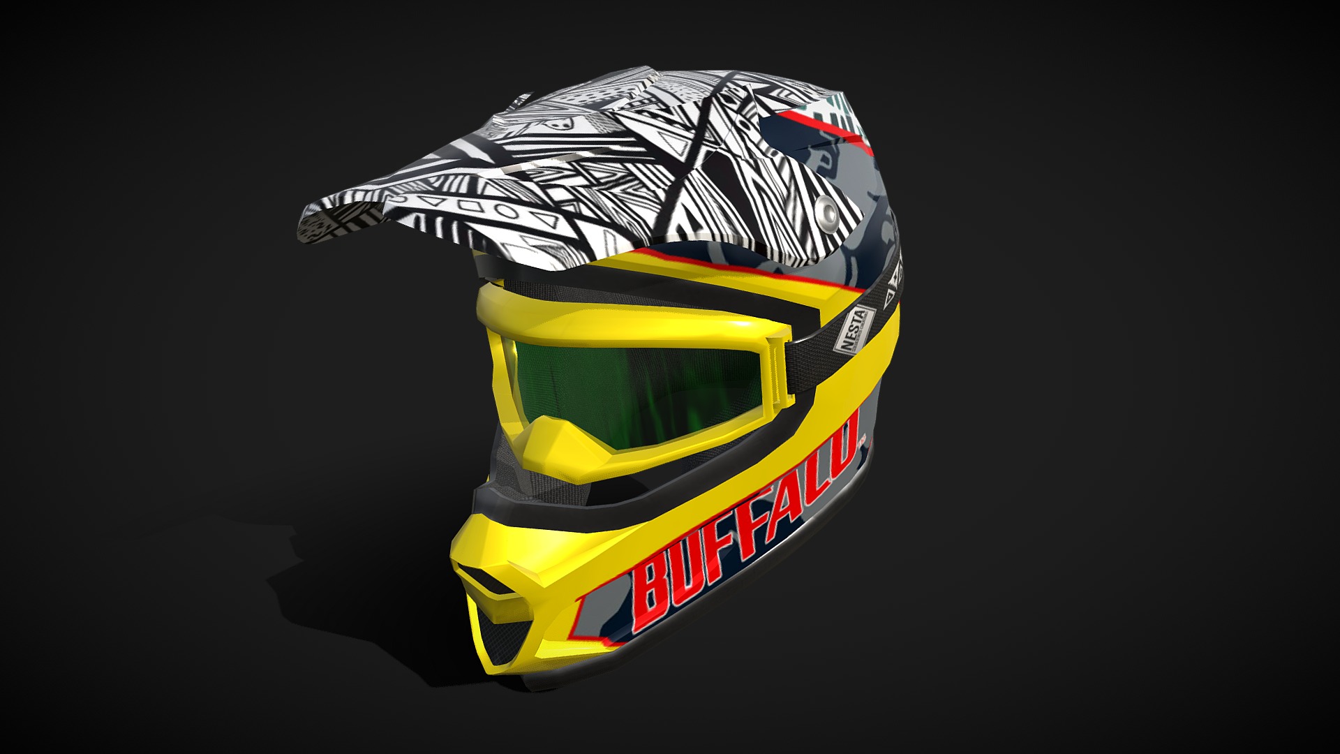 3D model Motocross - This is a 3D model of the Motocross. The 3D model is about a yellow and black helmet.