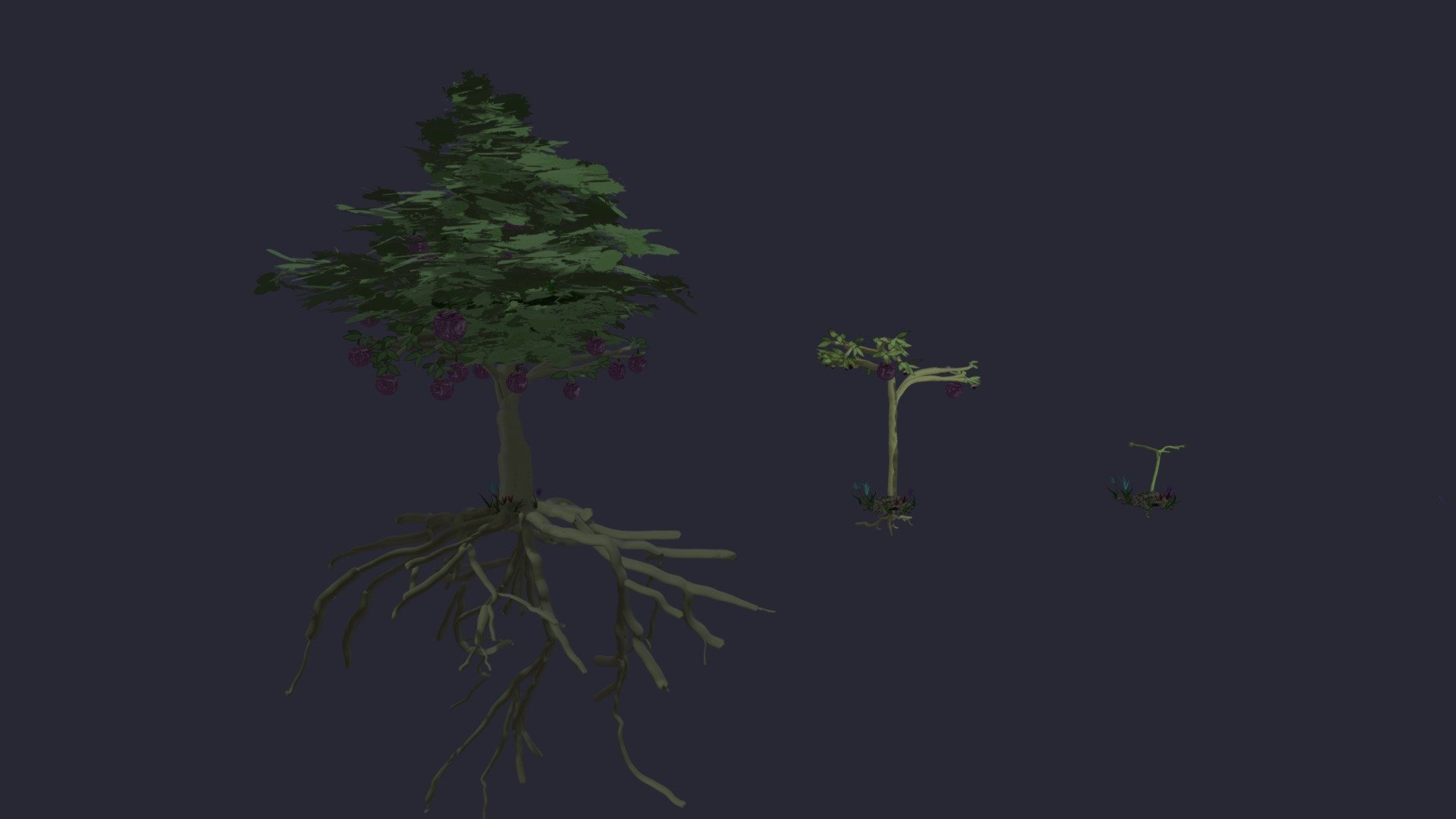 Three Tree Growth Stages 3D model by lizabender [9cfa40e] Sketchfab