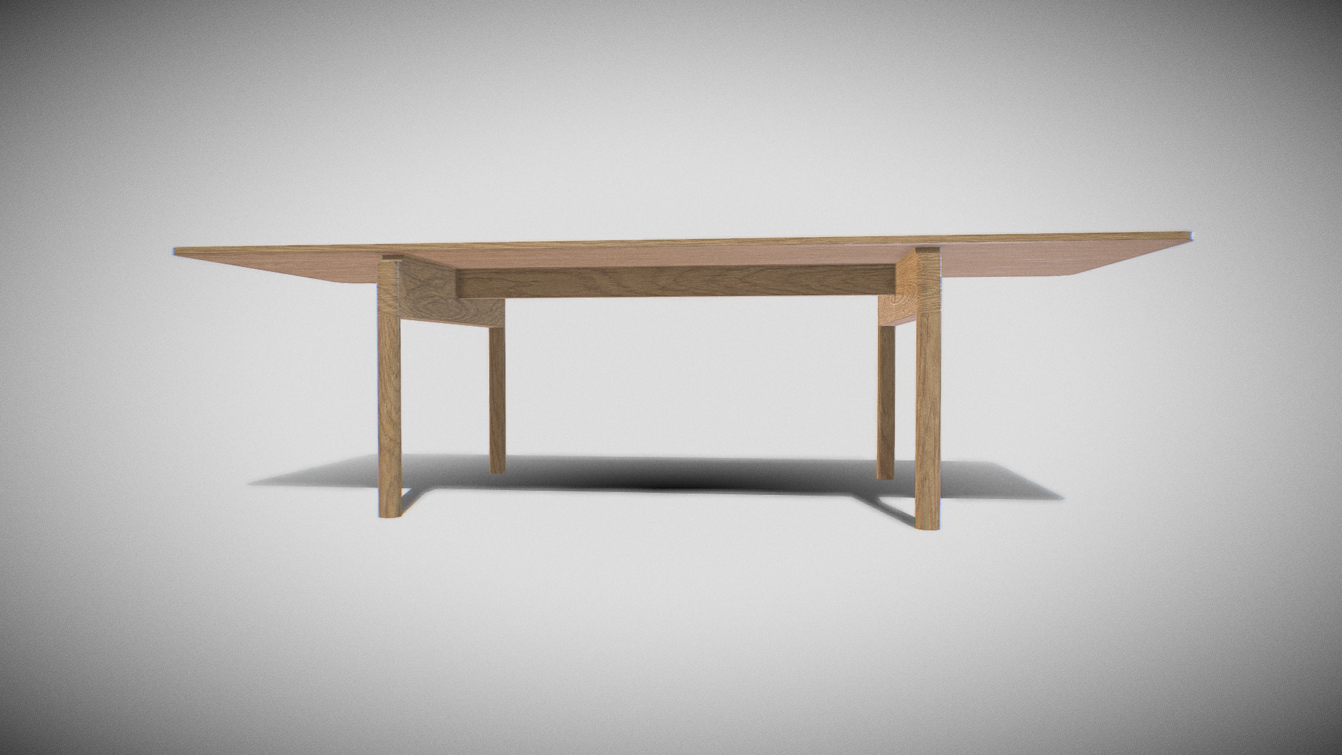 3D model POST TABLE-oak veneer - This is a 3D model of the POST TABLE-oak veneer. The 3D model is about a wooden table with legs.