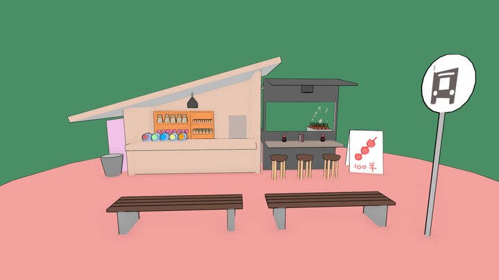 Japanese food stand 3D Model