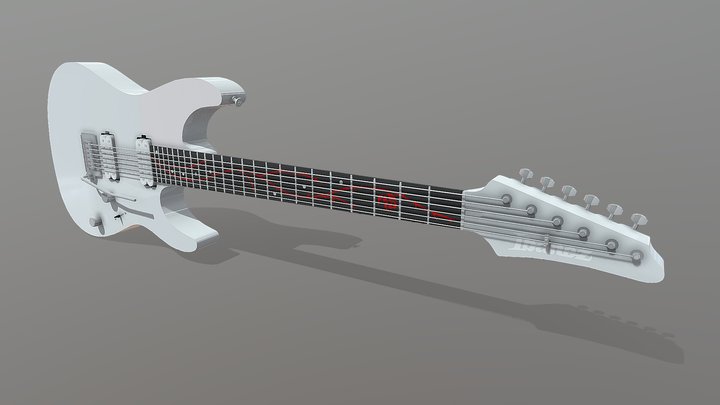 Silver Rose Neck Guitar 3D Model