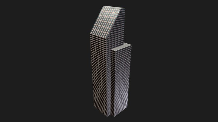 Building - rectangular - sloped top – Free 3D Model STL