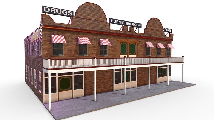 Old Hotel Drugs Store Pier Ave Santa Monica 3D Model
