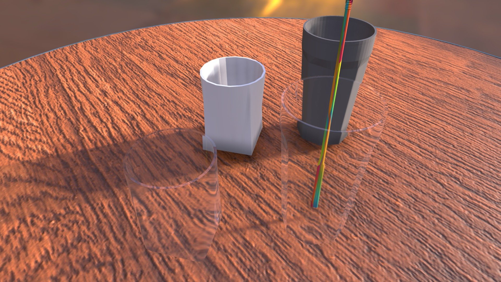2 glasses on a table. 2 стакана на столе.